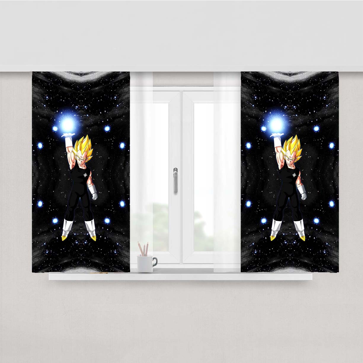 Super Saiyan Black Space Peach Skin Window Curtains