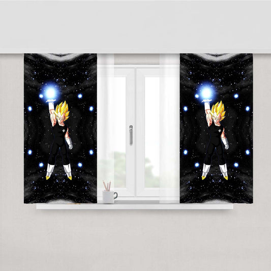 Super Saiyan Black Space Peach Skin Window Curtains