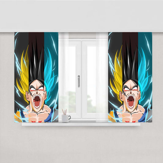Super Saiyan Collage Peach Skin Window Curtains
