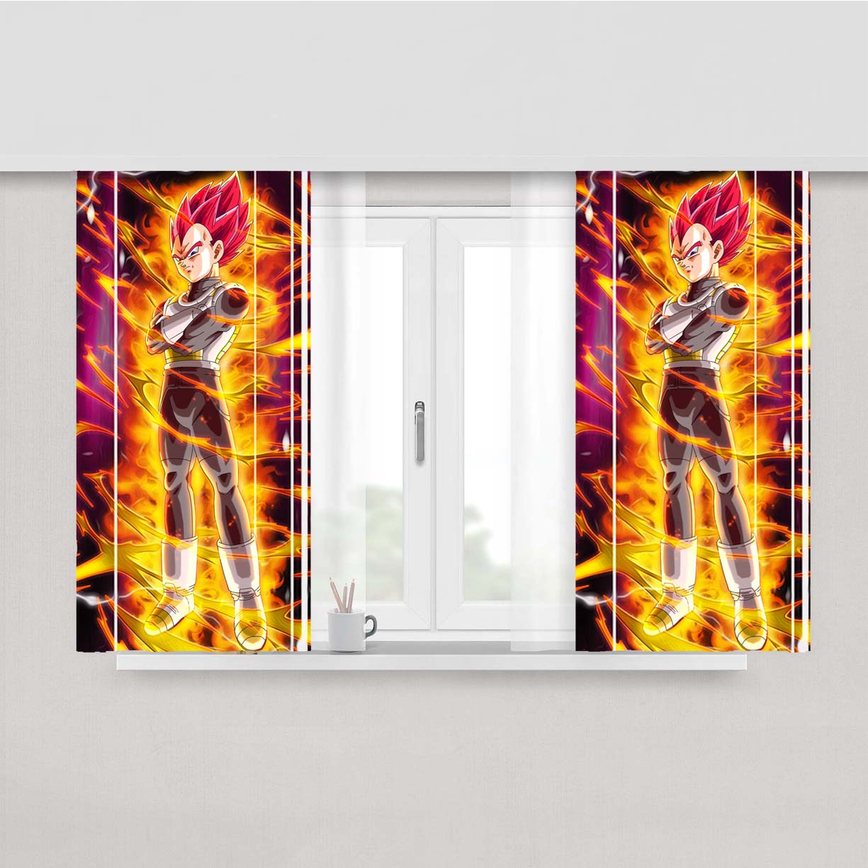 Super Saiyan God Vegeta Peach Skin Window Curtains