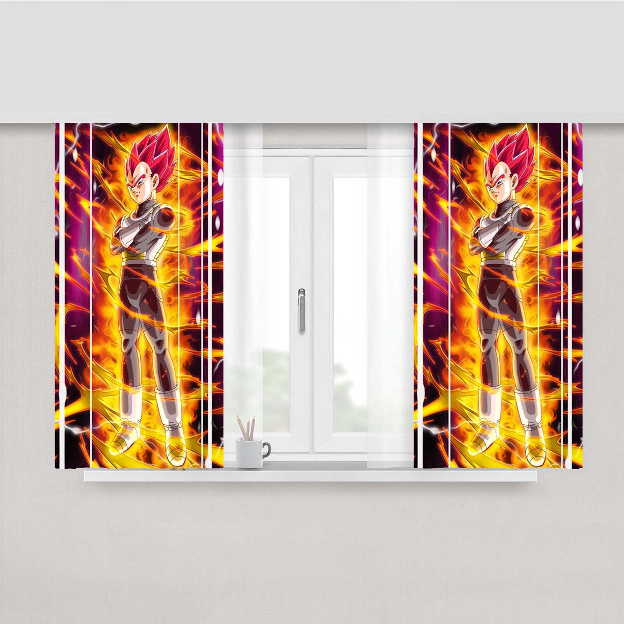 Super Saiyan God Vegeta Dbz Peach Skin Window Curtains