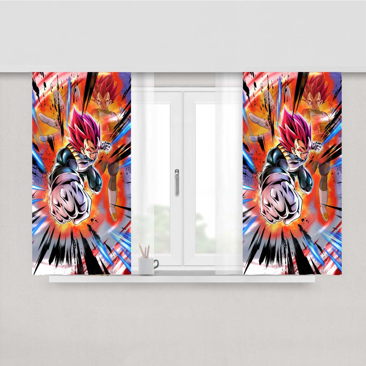 Super Saiyan God Vegeta Power Peach Skin Window Curtains