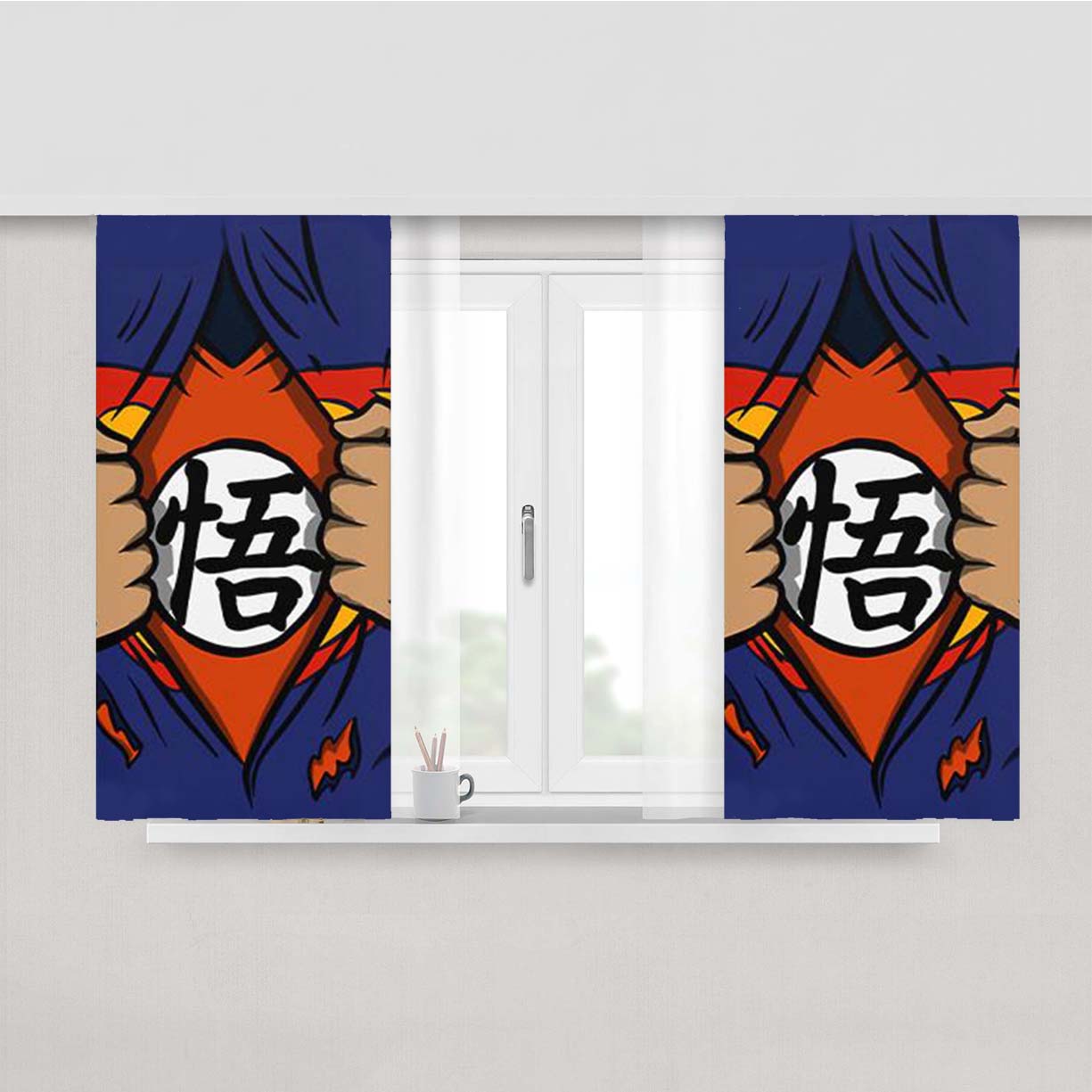 Super Saiyan Man Peach Skin Window Curtains