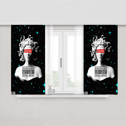 Supere X Medusa Sculpture Peach Skin Window Curtains