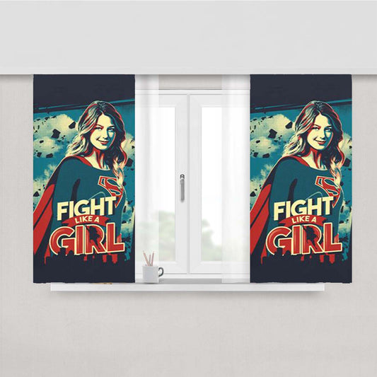 Supergirl Fight Like A Girl Peach Skin Window Curtains