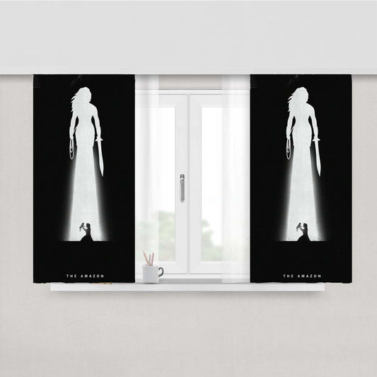 Superhero Girl Black Peach Skin Window Curtains