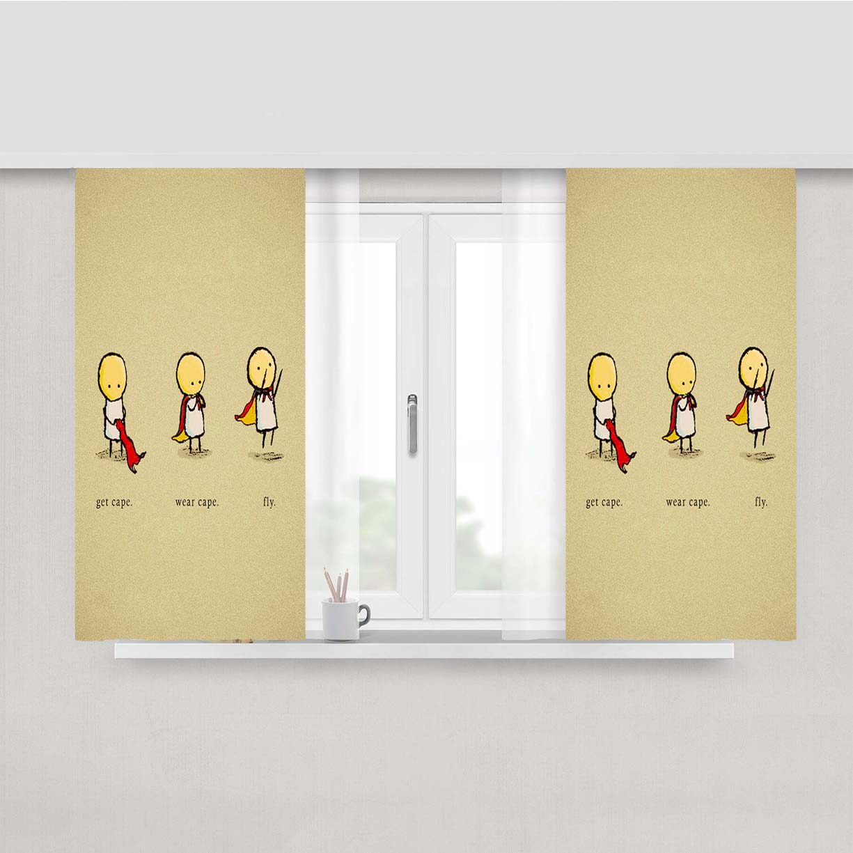 Superhero Tutorial Vector Peach Skin Window Curtains