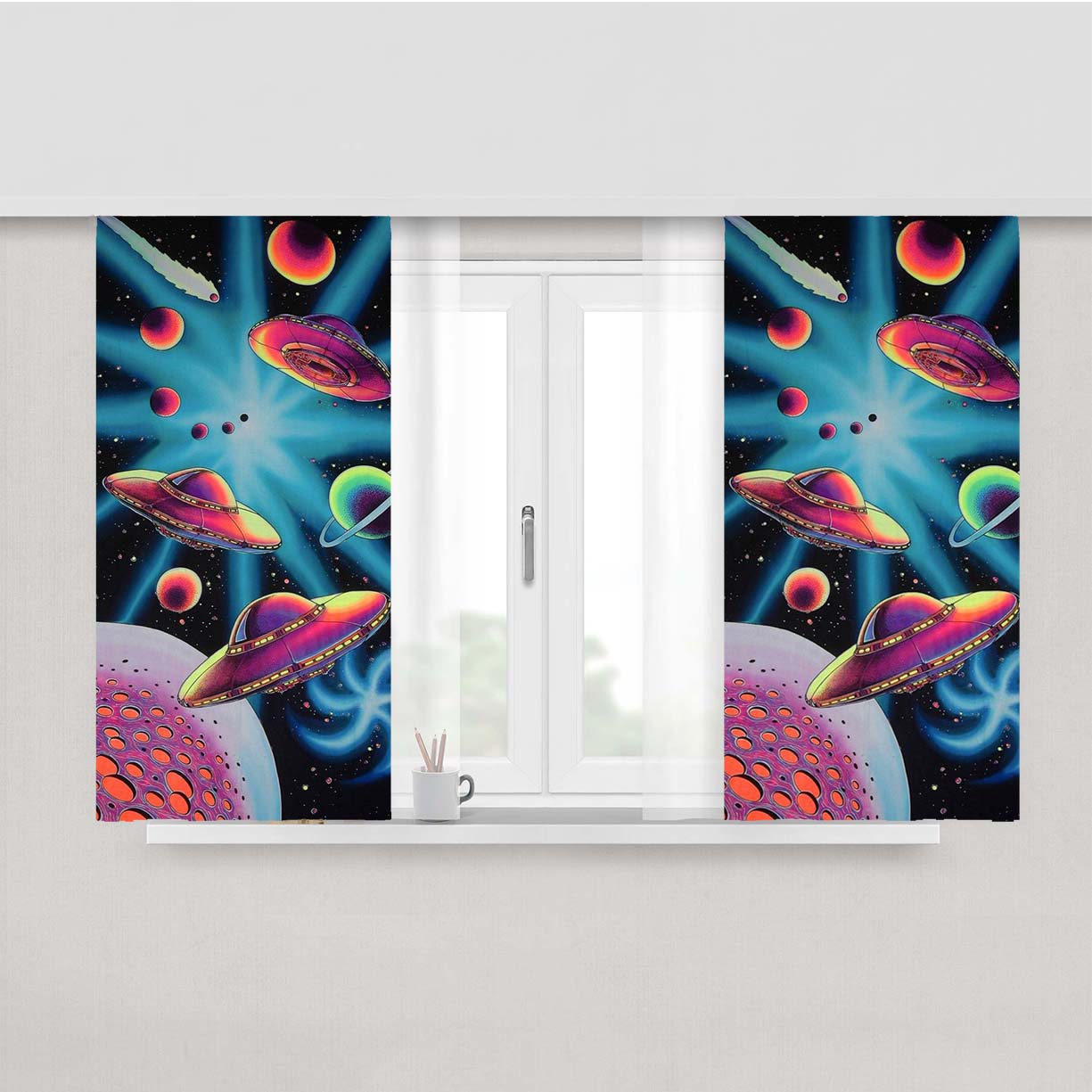 Supernova Acid Space Peach Skin Window Curtains