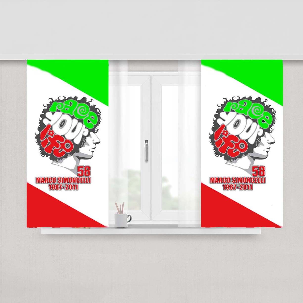 Supersic Marco Simoncelli Peach Skin Window Curtains