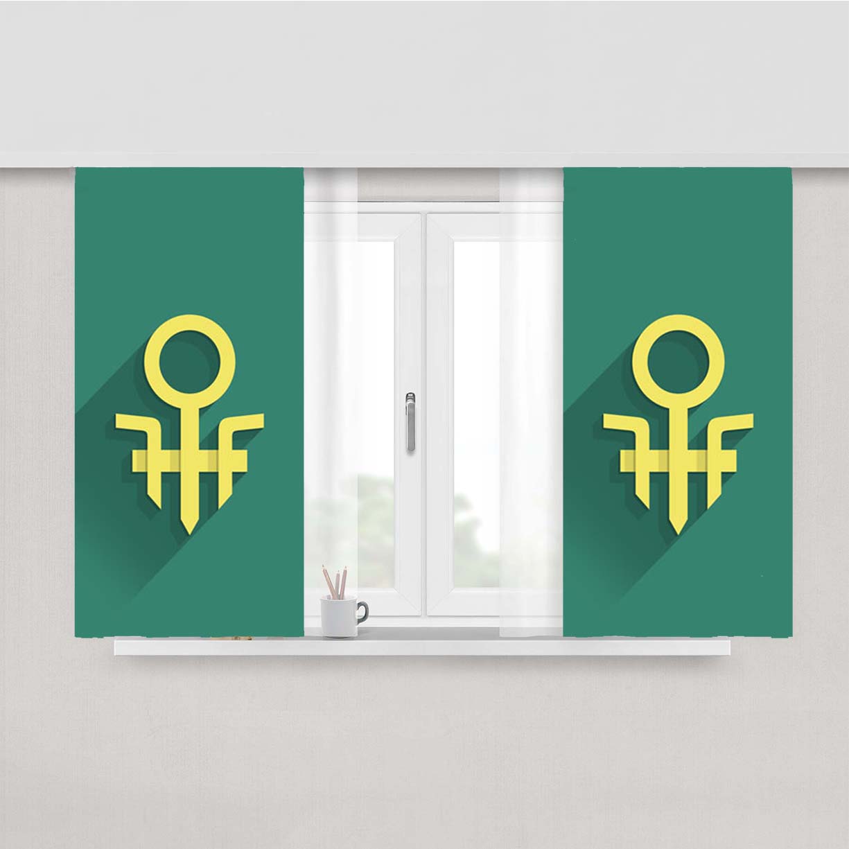 Supervillain Logo Peach Skin Window Curtains