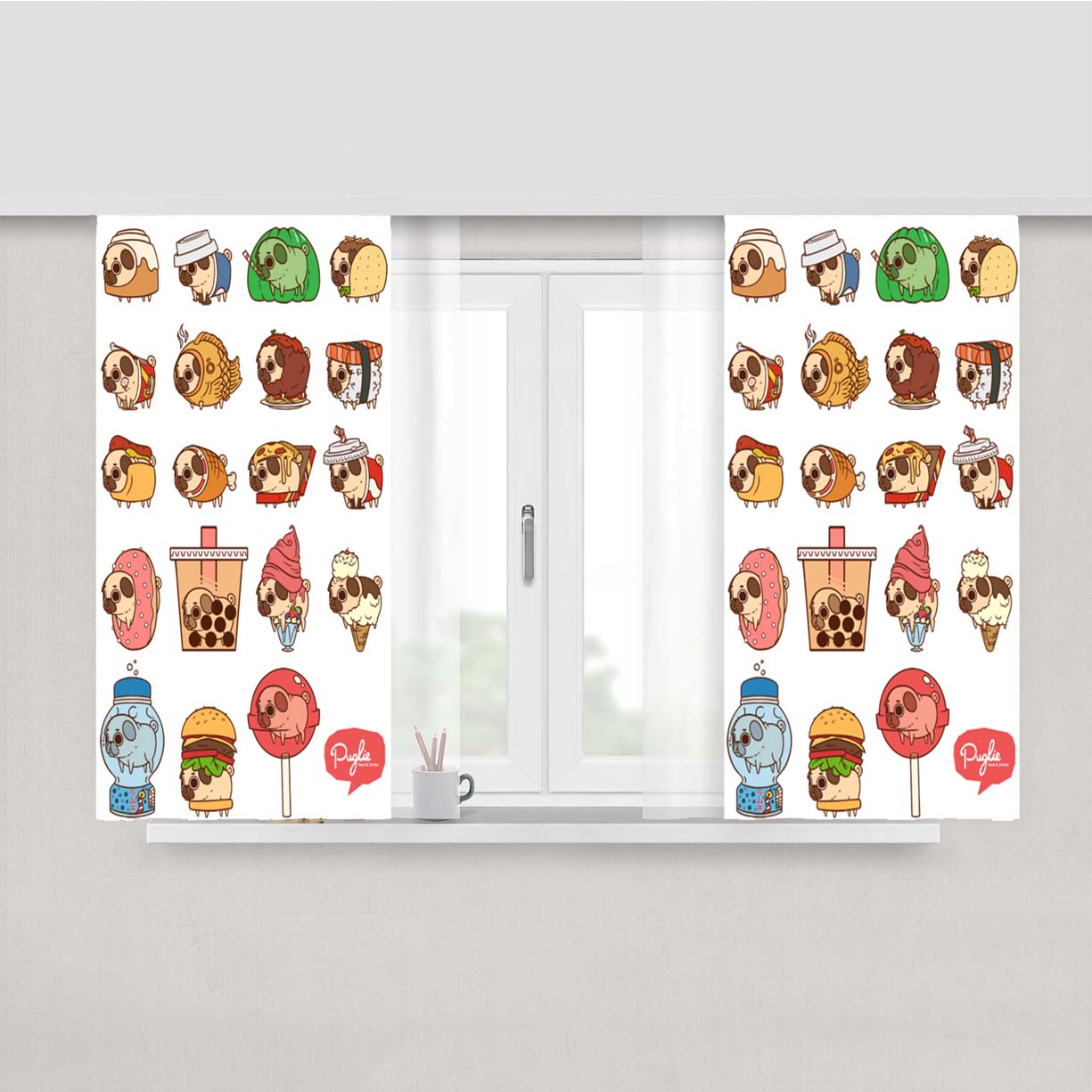 Sushi Sundae Peach Skin Window Curtains