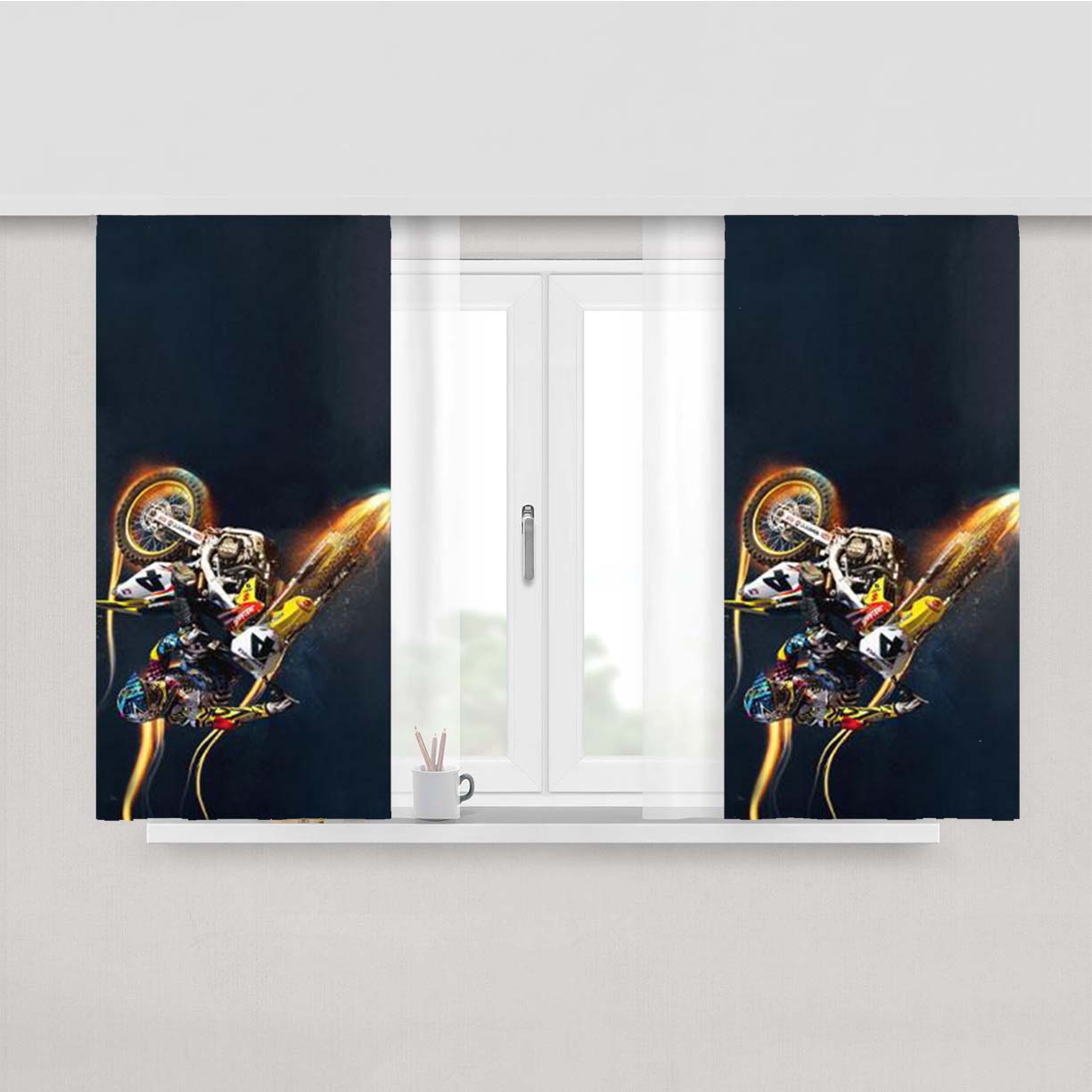 Suzuki Motocross Peach Skin Window Curtains