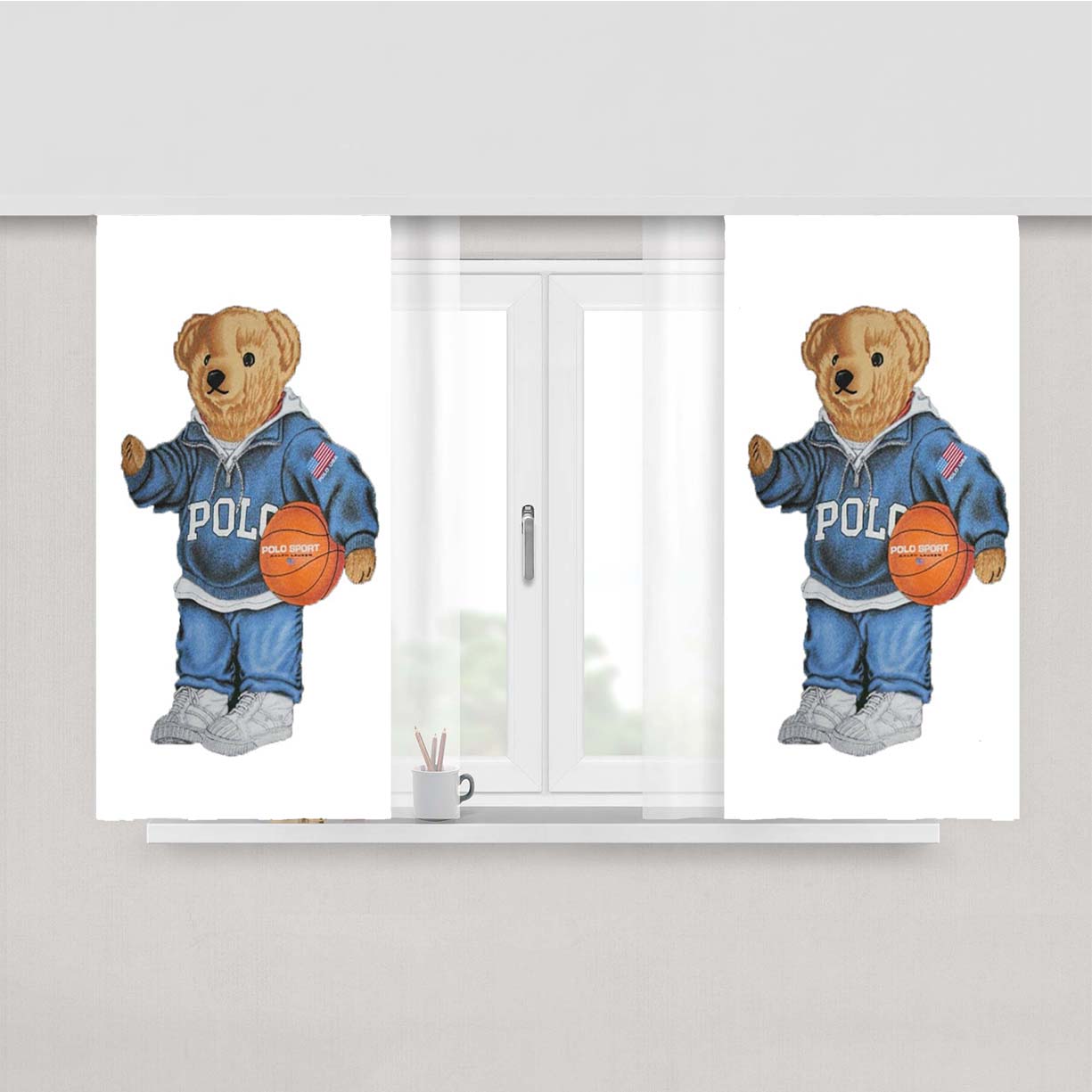 Swag Basketball Bear Polo Ralph Lauren Peach Skin Window Curtains