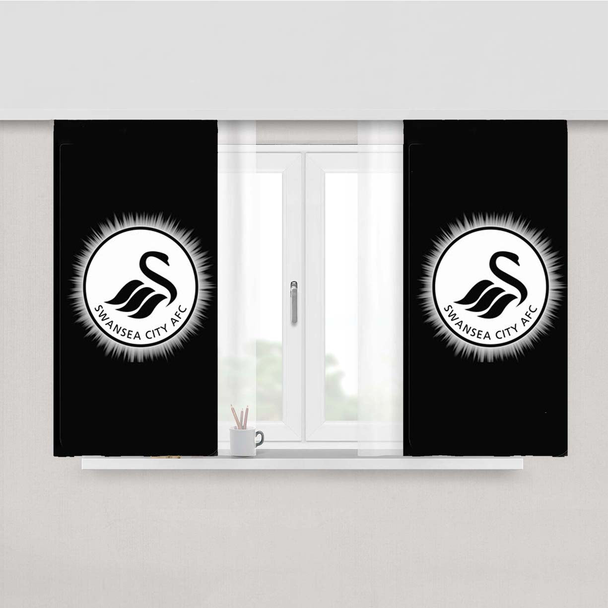 Swansea City Peach Skin Window Curtains