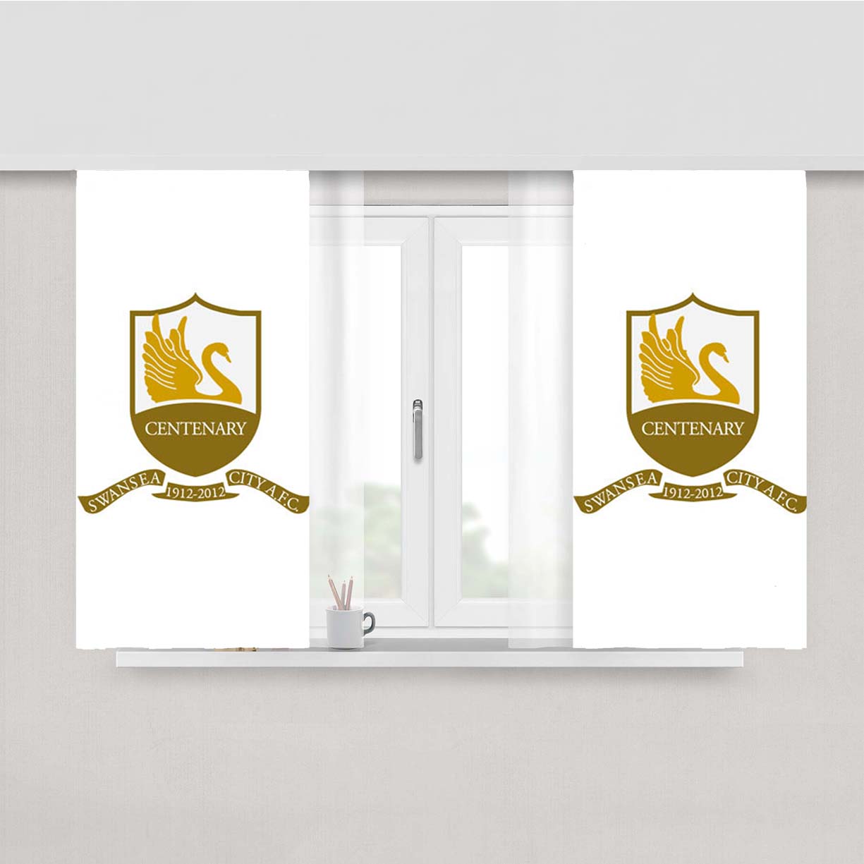 Swansea City Gold Peach Skin Window Curtains