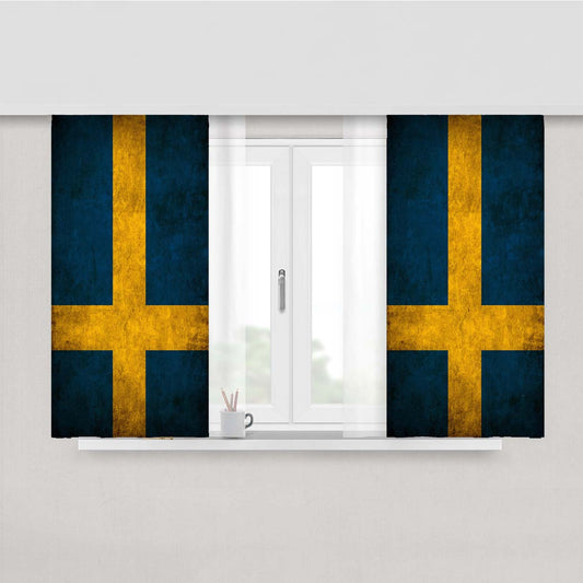 Swedish Flag Peach Skin Window Curtains