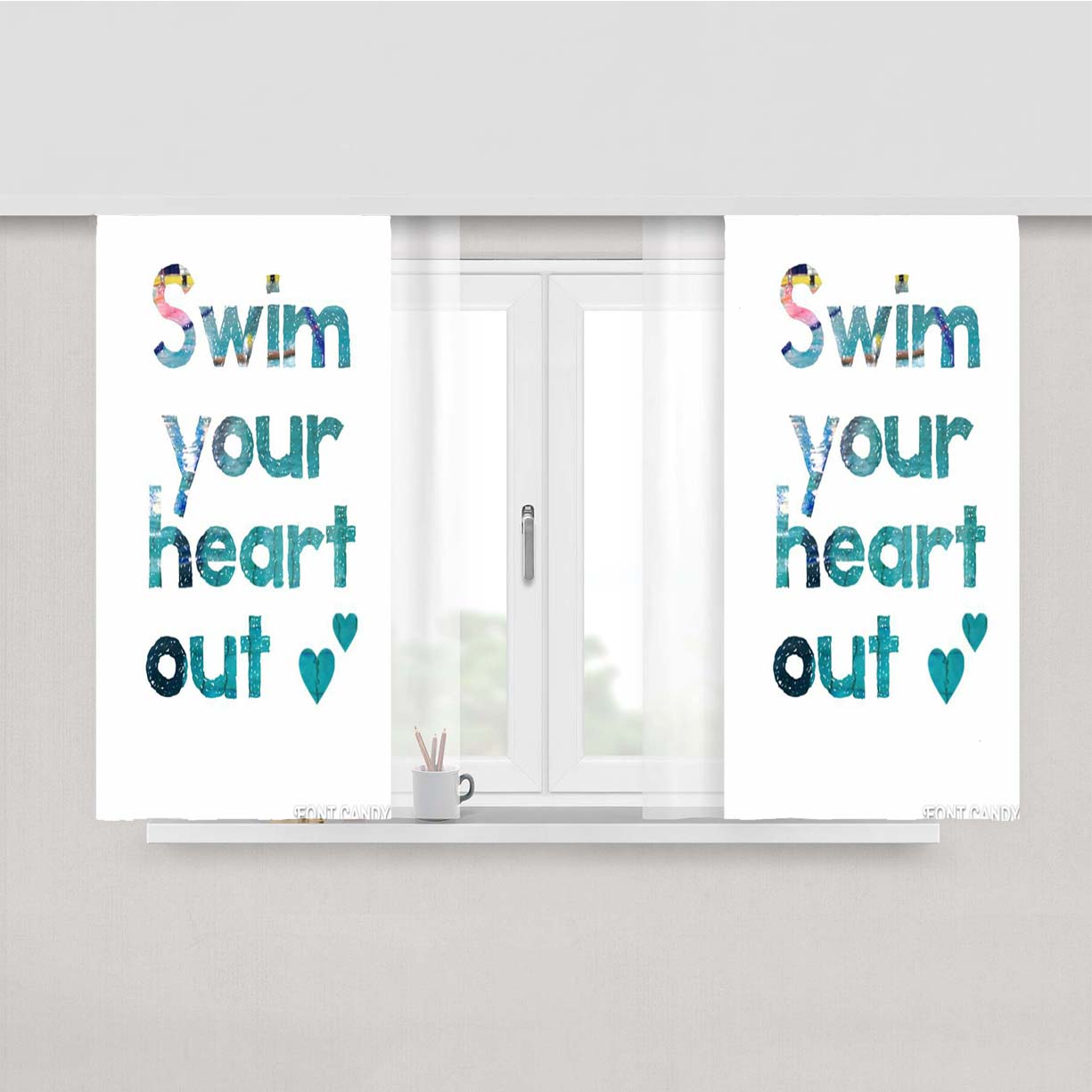 Swim Your Heart Out Peach Skin Window Curtains