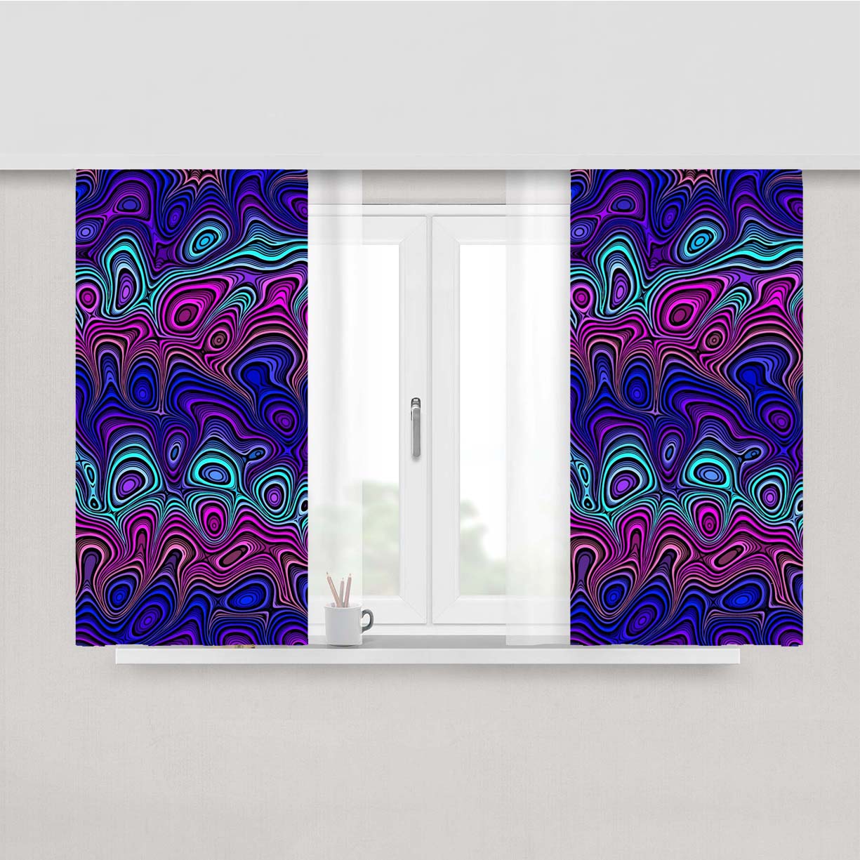 Swirl Wavy August Peach Skin Window Curtains