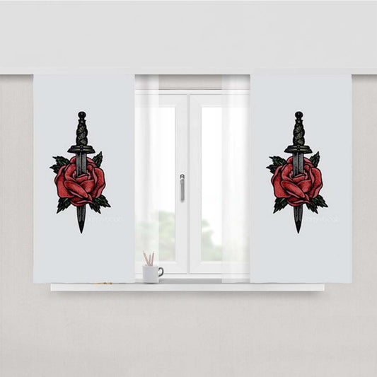 Sword Rose Tatto Peach Skin Window Curtains