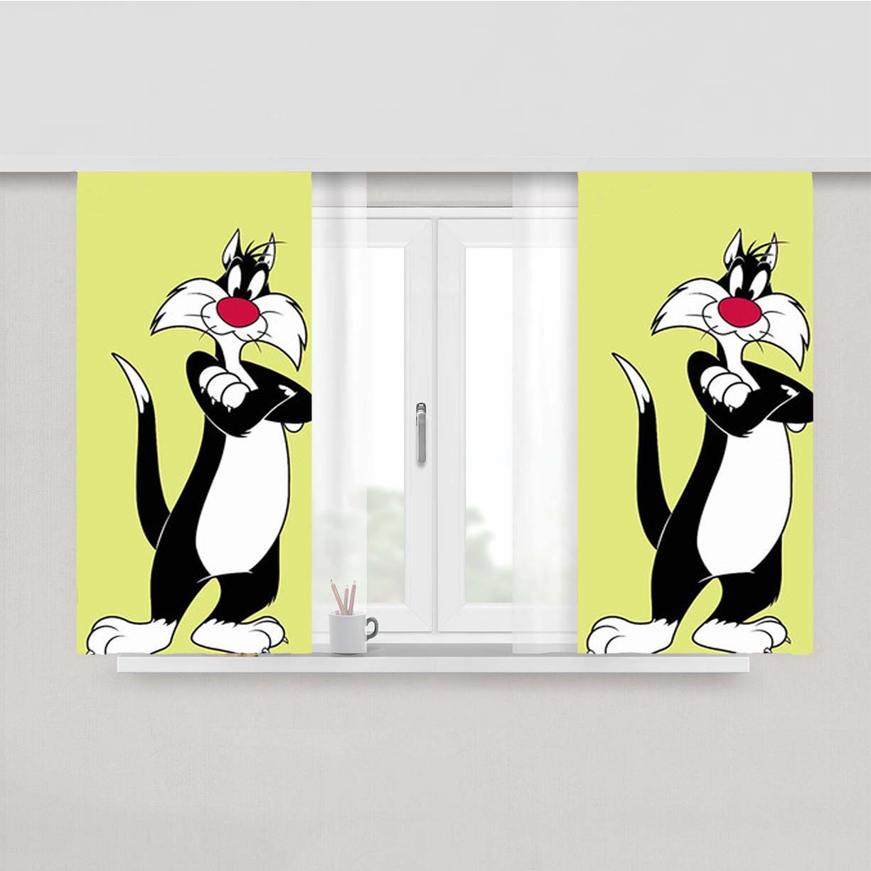 Sylvester Looney Tunes Peach Skin Window Curtains