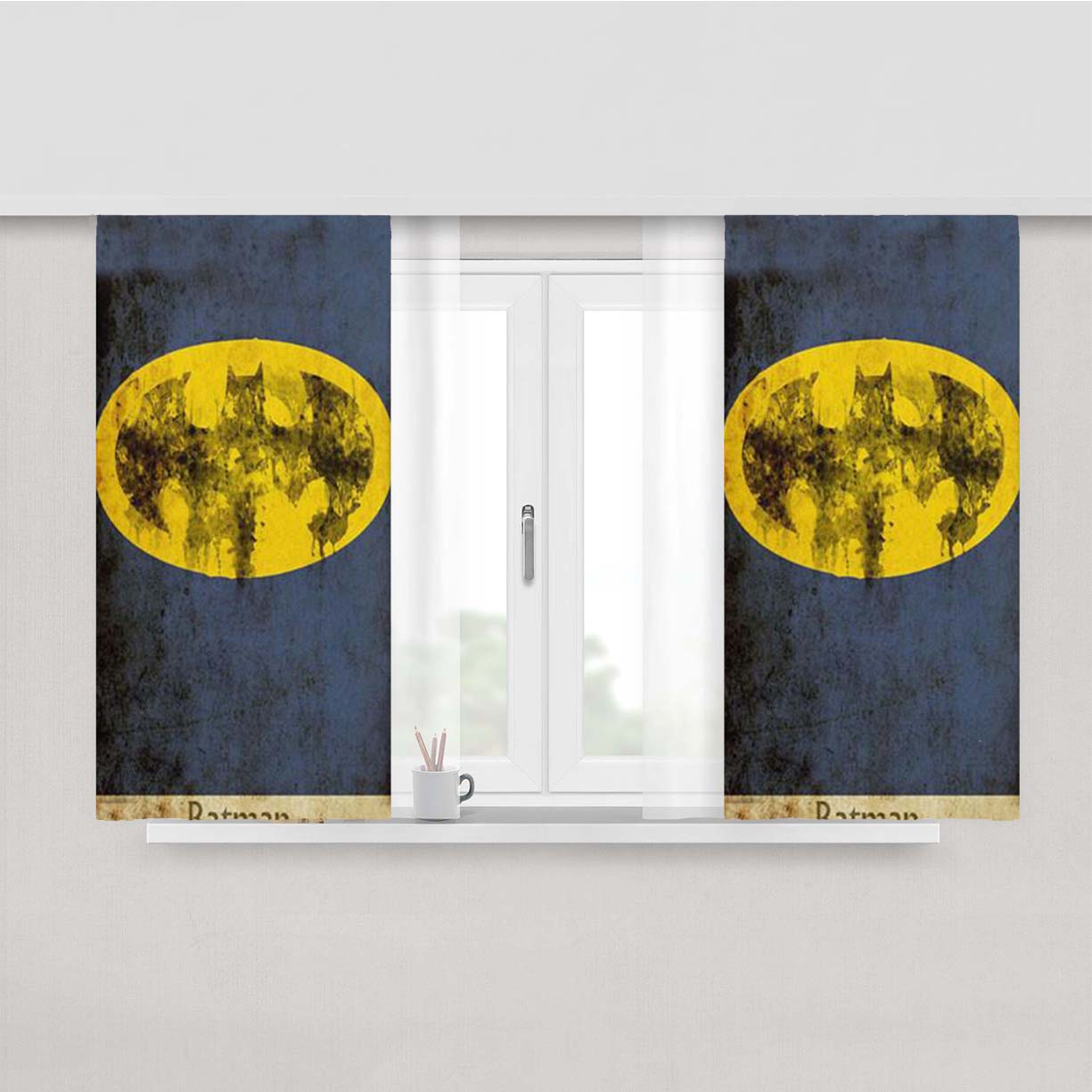 Symbol Batman Peach Skin Window Curtains