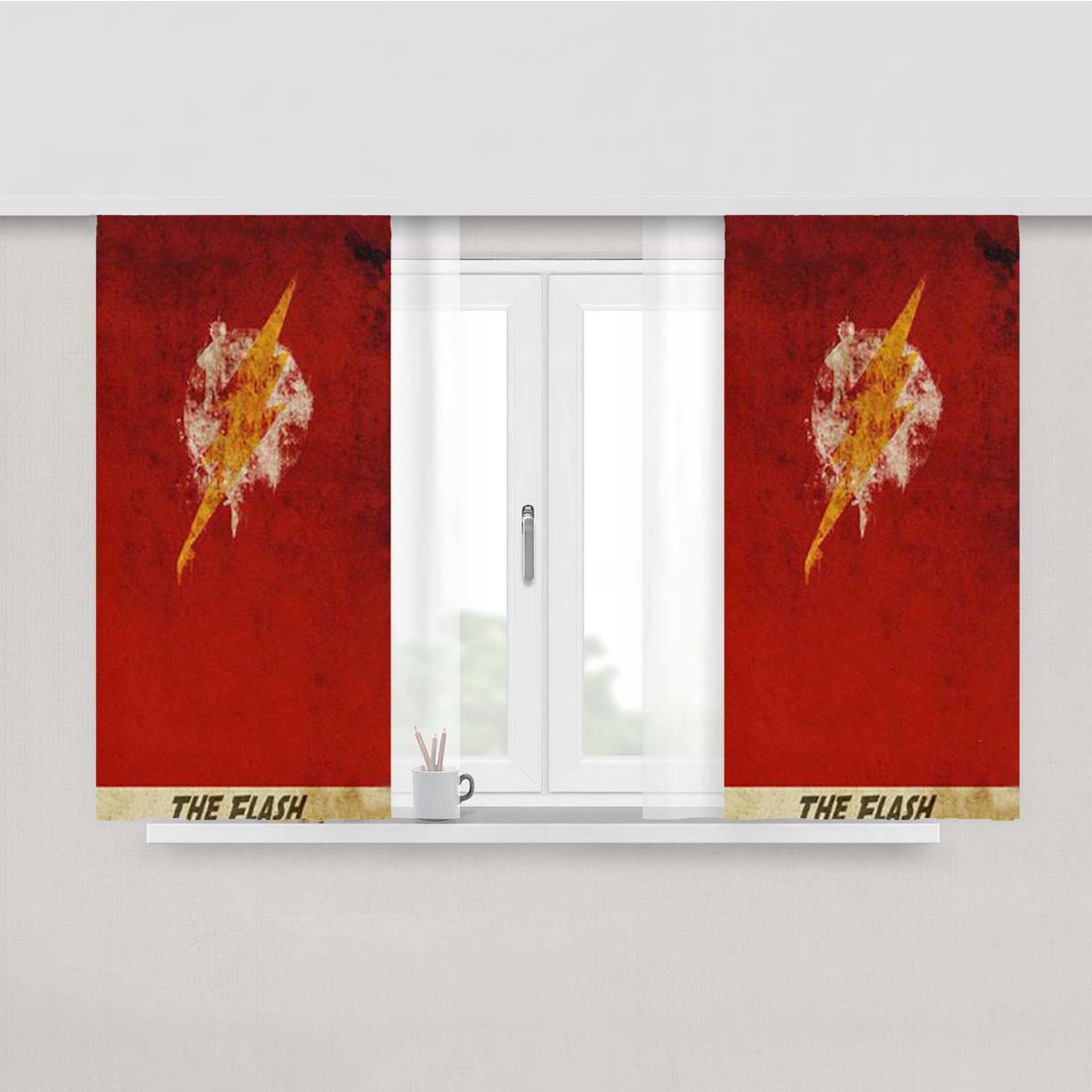 Symbol The Flash Peach Skin Window Curtains