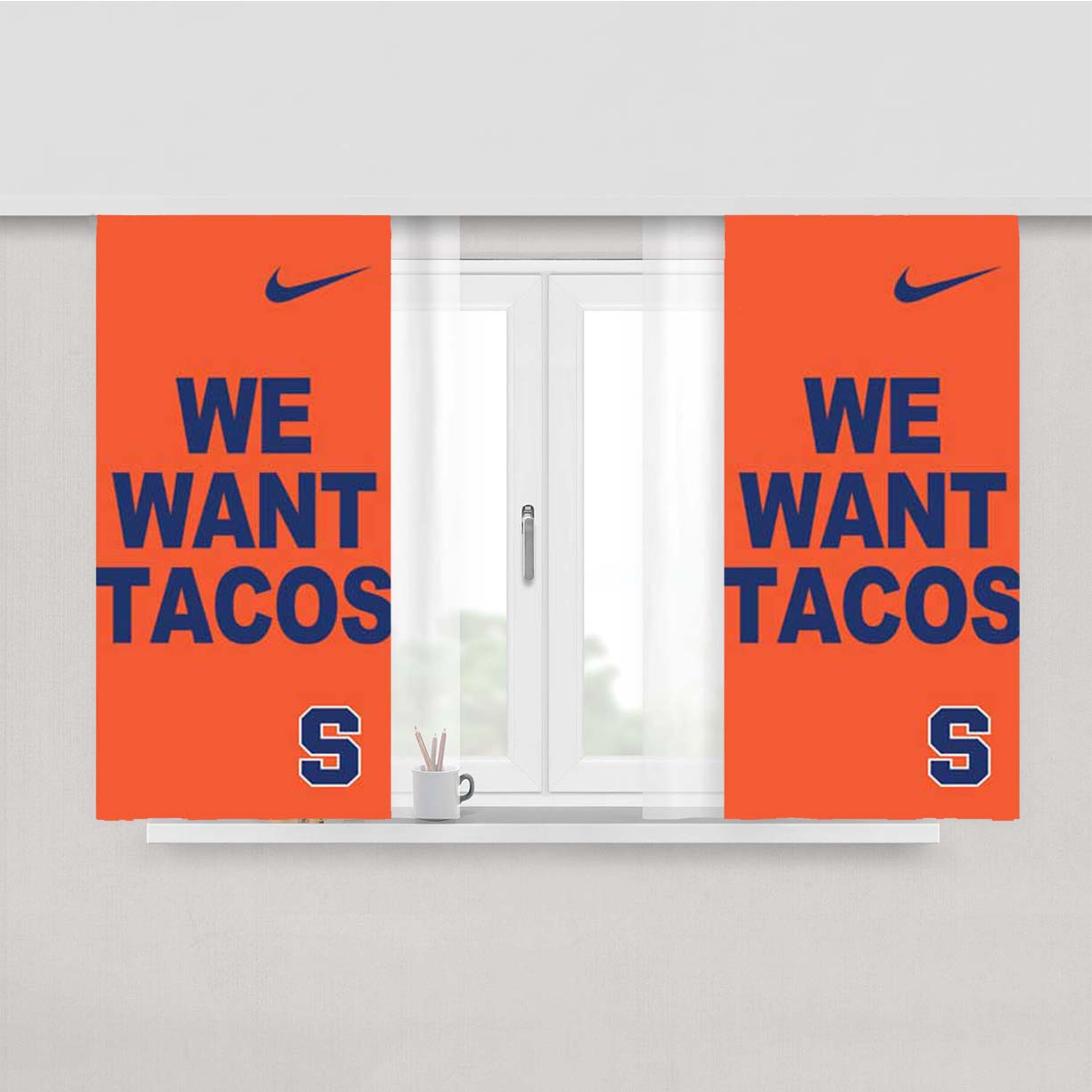 Syracuse Orange We Want Tacos Peach Skin Window Curtains