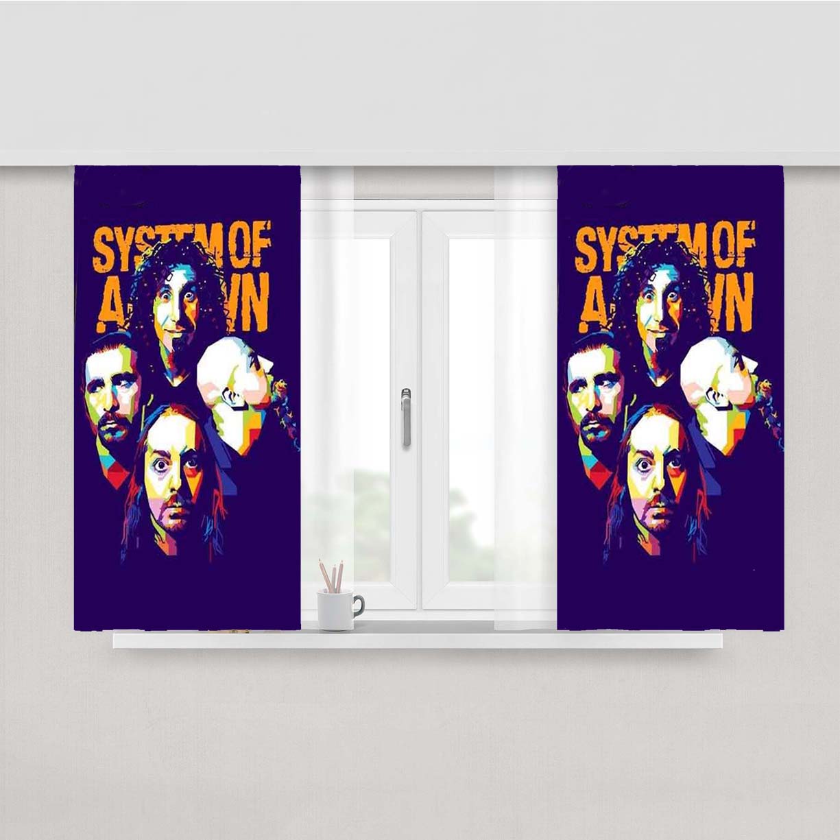 System Of A Down Rock Band Peach Skin Window Curtains