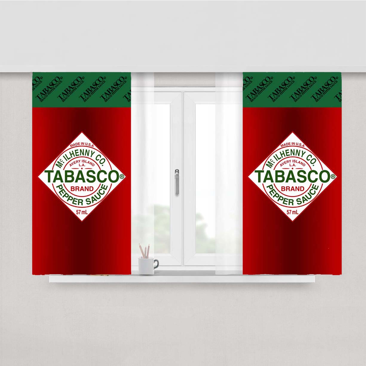 Tabasco Pepper Sauce Peach Skin Window Curtains