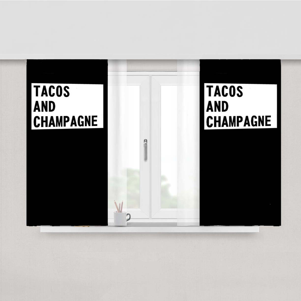 Tacos And Champagne Sunday Funday Peach Skin Window Curtains