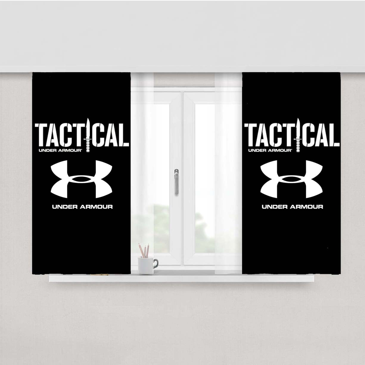 Tactical Under Armour Logo Style Peach Skin Window Curtains