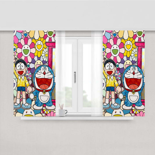Takashi Murakami Doraemon Style Peach Skin Window Curtains