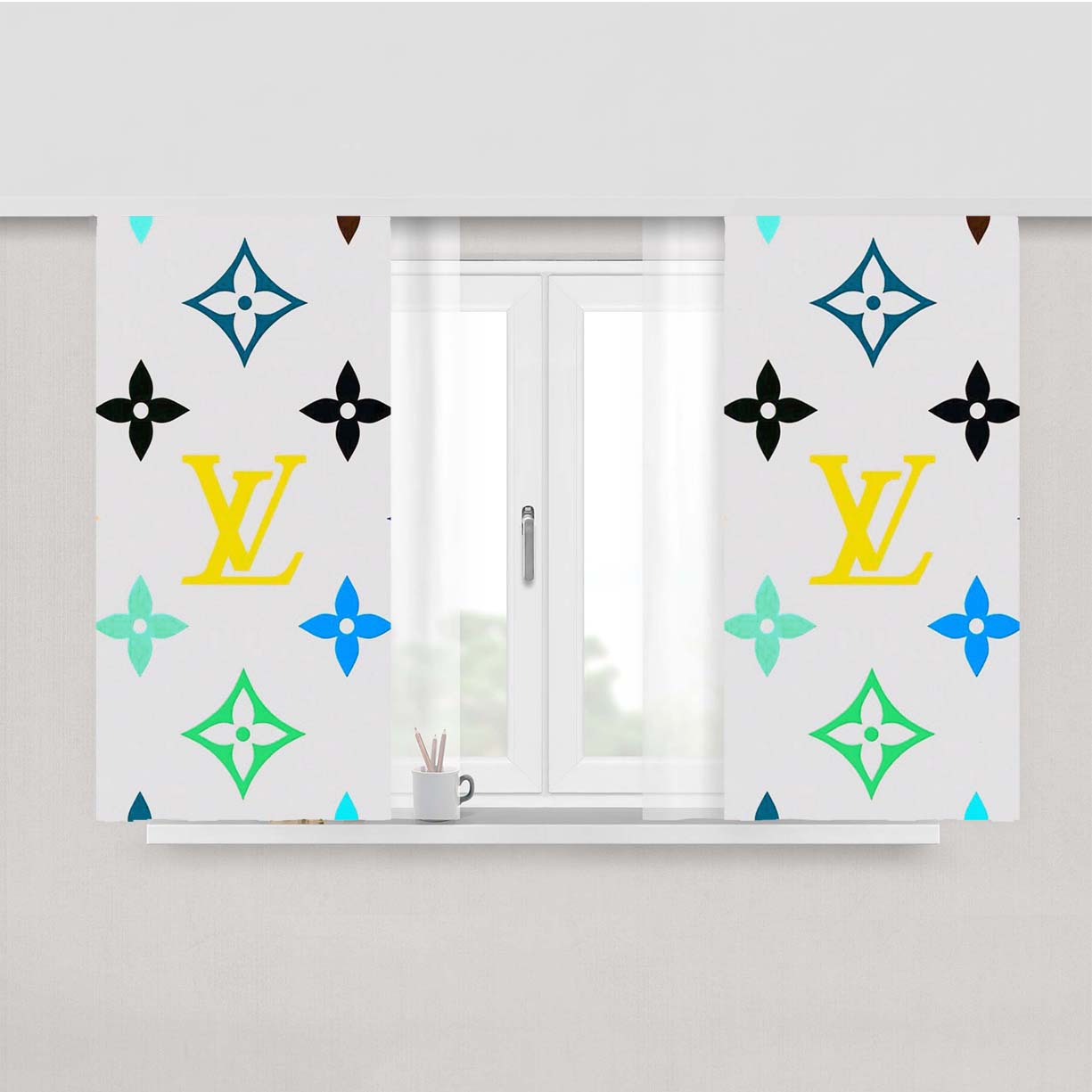 Takashi Murakami Feat Lv Style Color Peach Skin Window Curtains