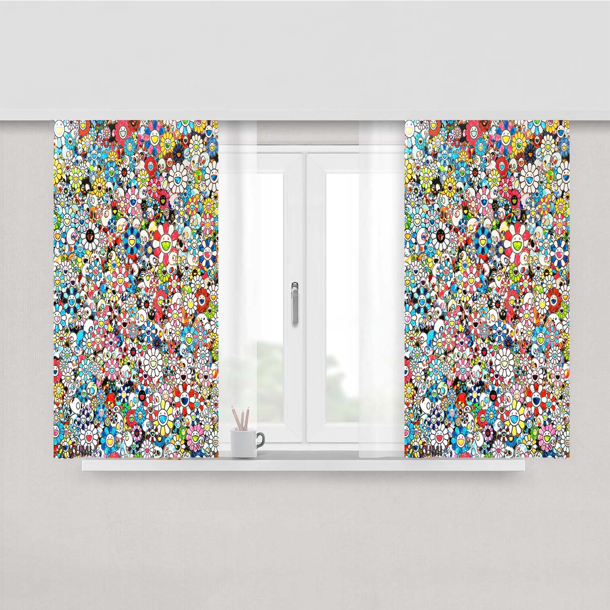Takashi Murakami This Merciless World Peach Skin Window Curtains