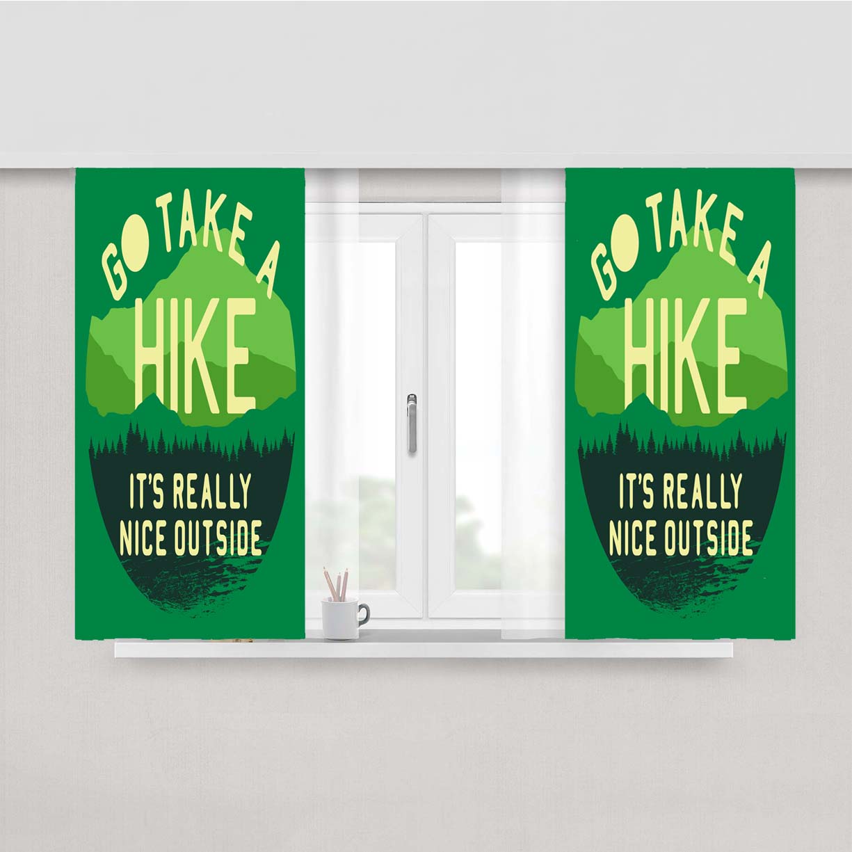 Take A Hike Peach Skin Window Curtains