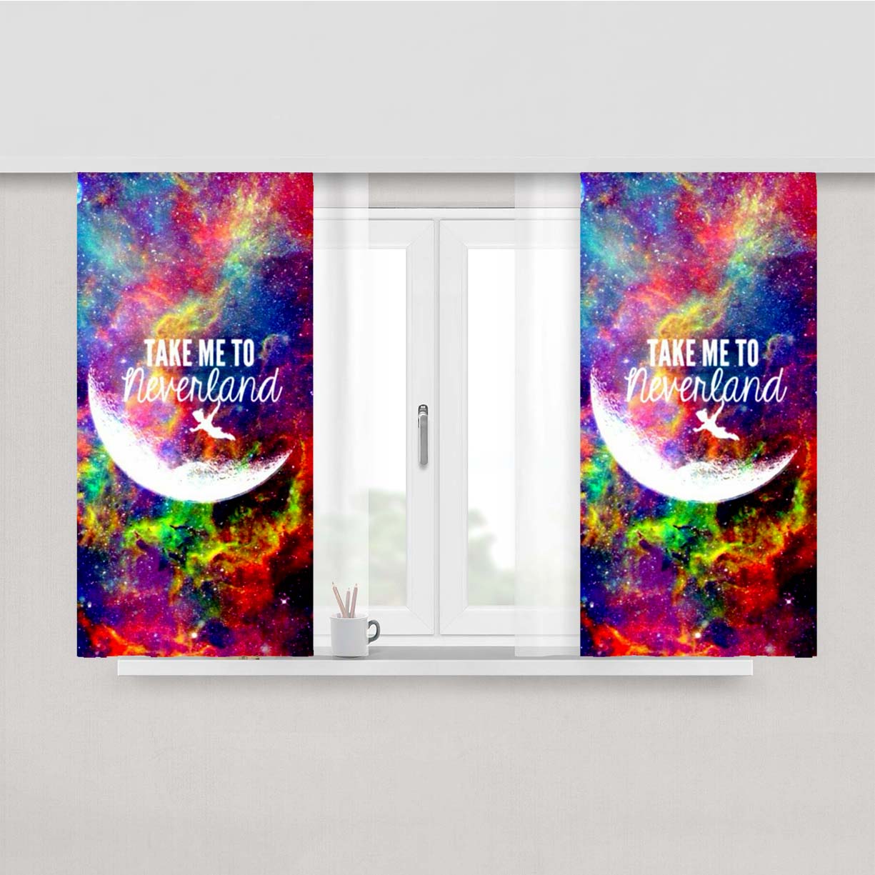 Take Me To Neverland Peach Skin Window Curtains