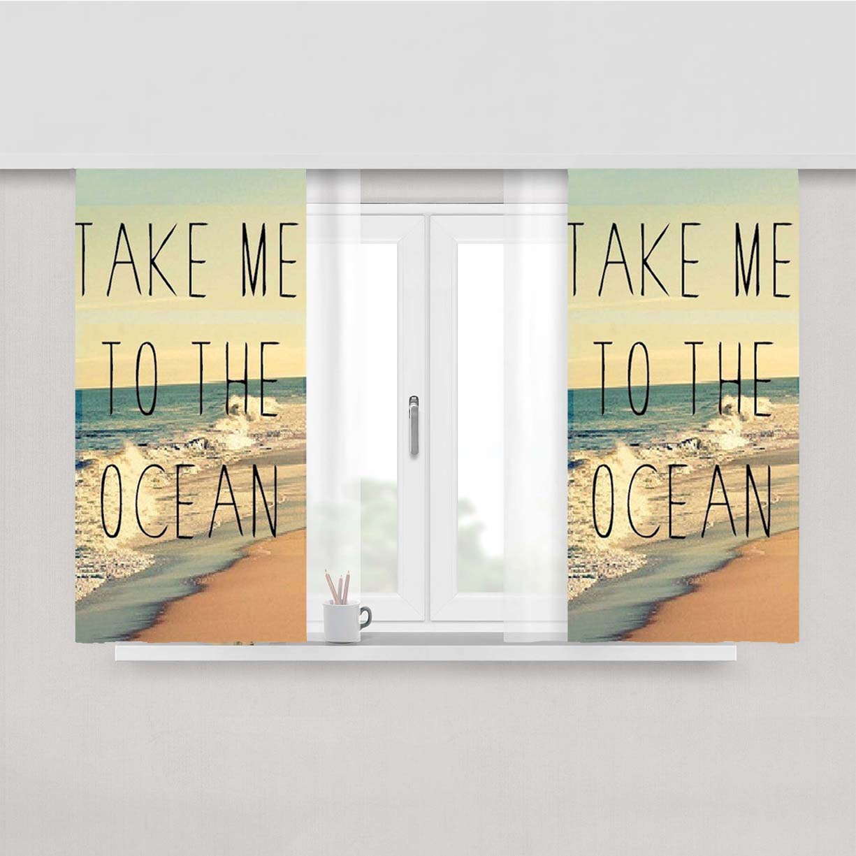 Take Me To The Ocean Peach Skin Window Curtains