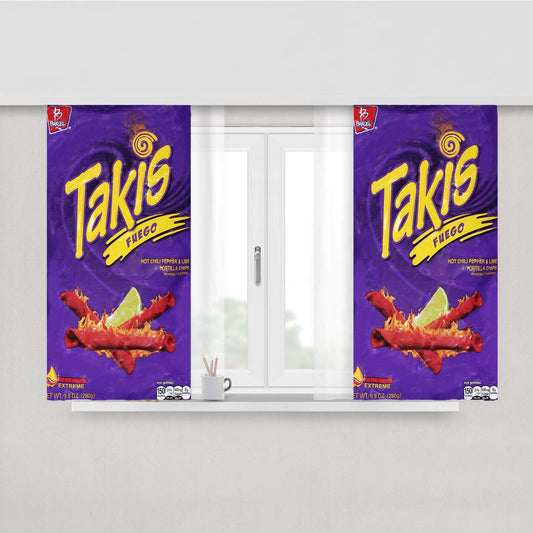 Takis Fuego Hot Chili Pepper And Lime Tortilla Chips Peach Skin Window Curtains