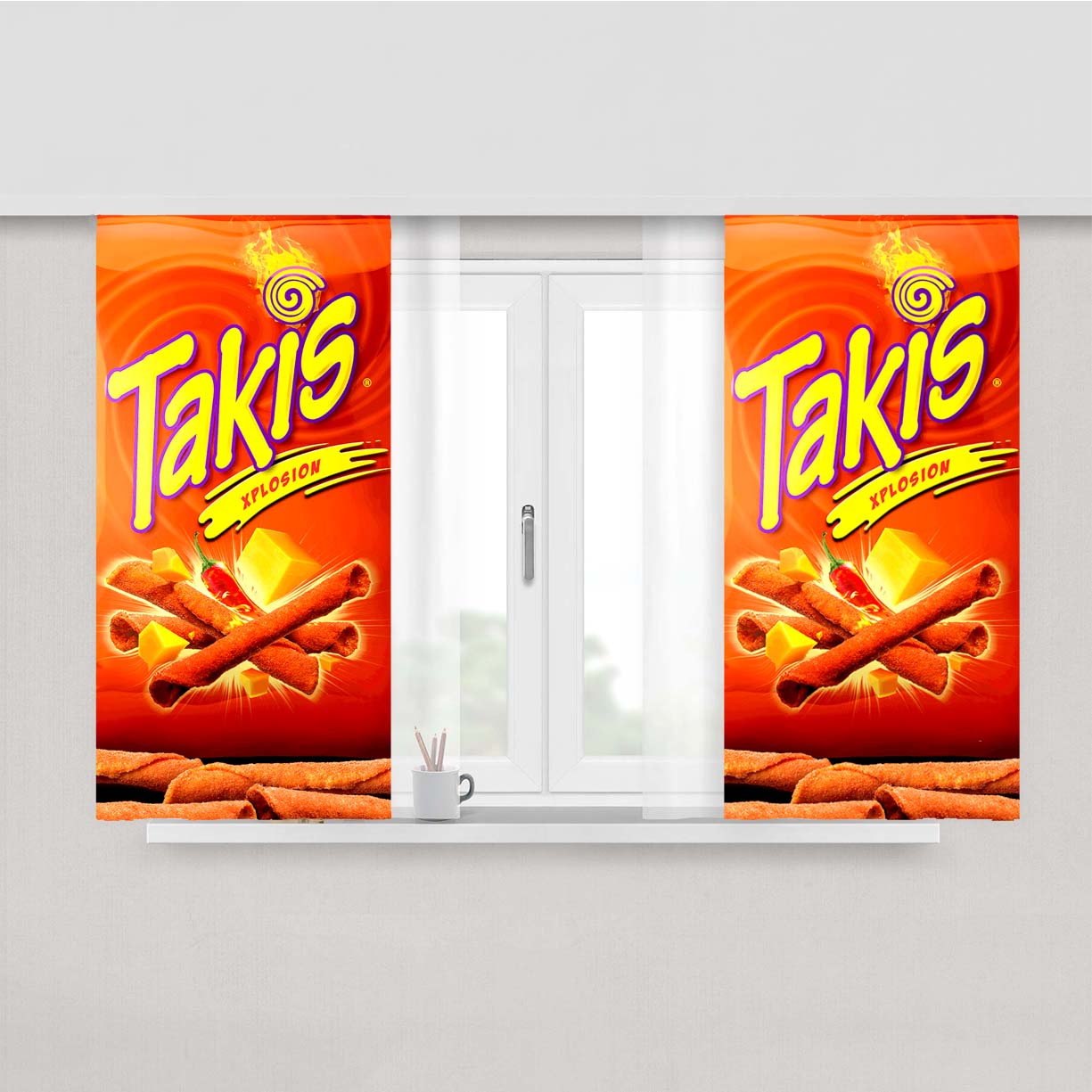 Takis Xplosion Chilli And Cheese Peach Skin Window Curtains