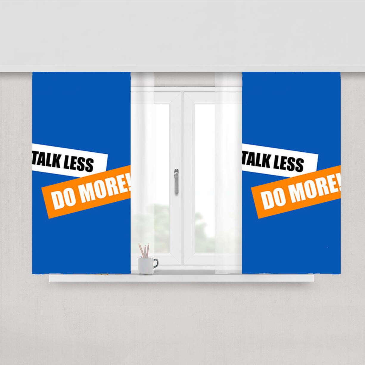 Talk Less Do More Slogan Peach Skin Window Curtains