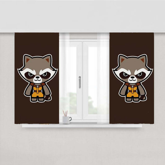 Talking Raccoon Peach Skin Window Curtains