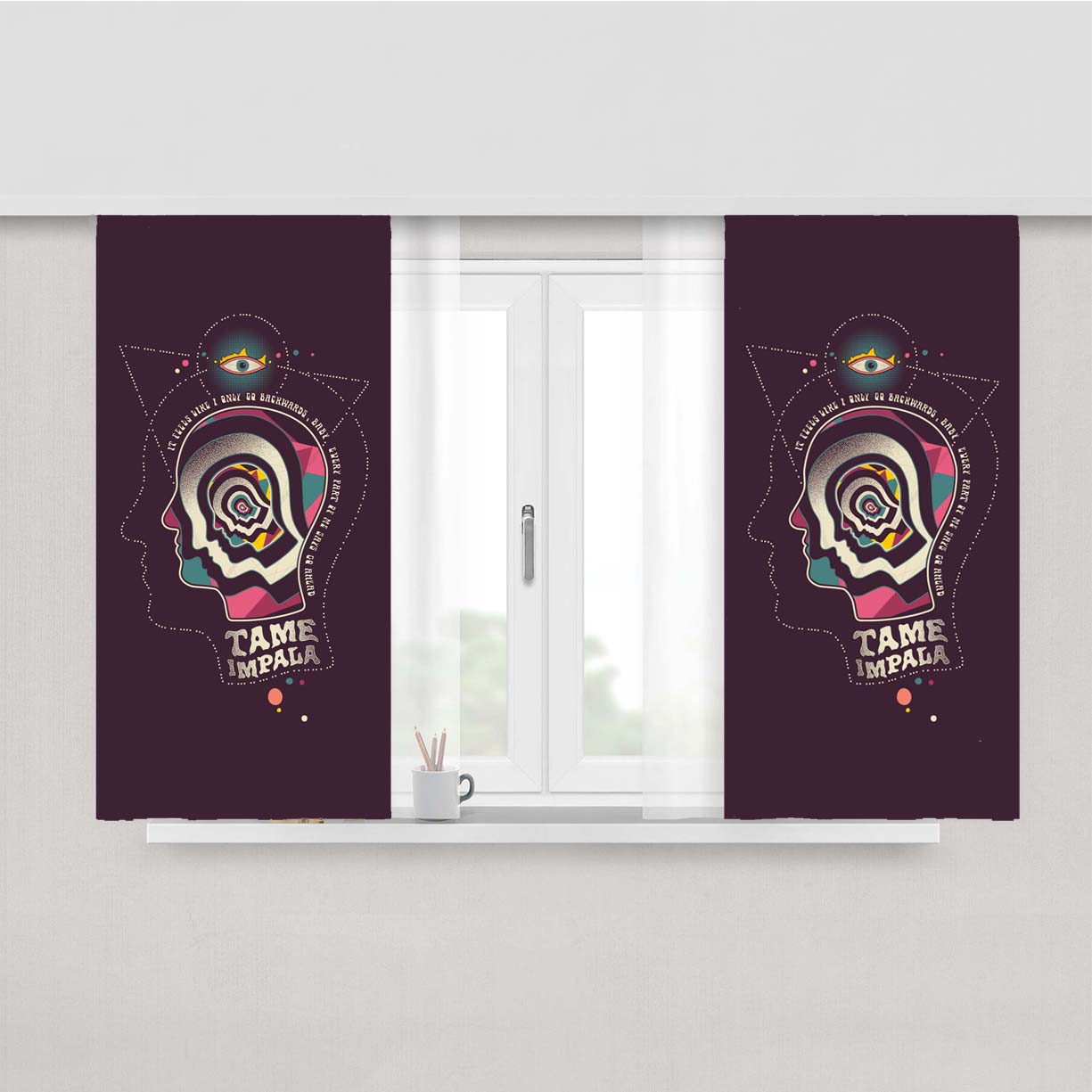 Tame Impala Band Cover Peach Skin Window Curtains