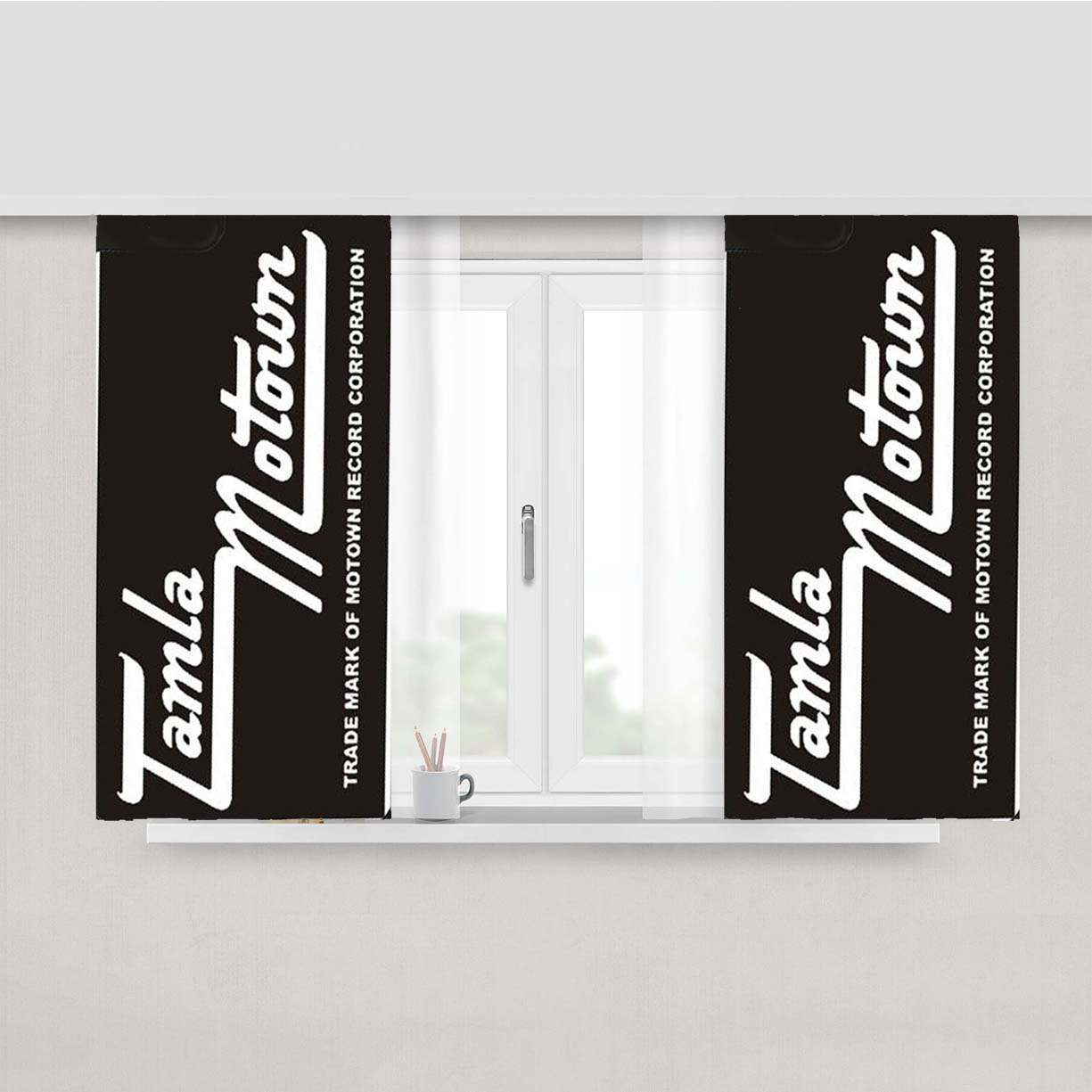 Tamla Motown Logo Peach Skin Window Curtains