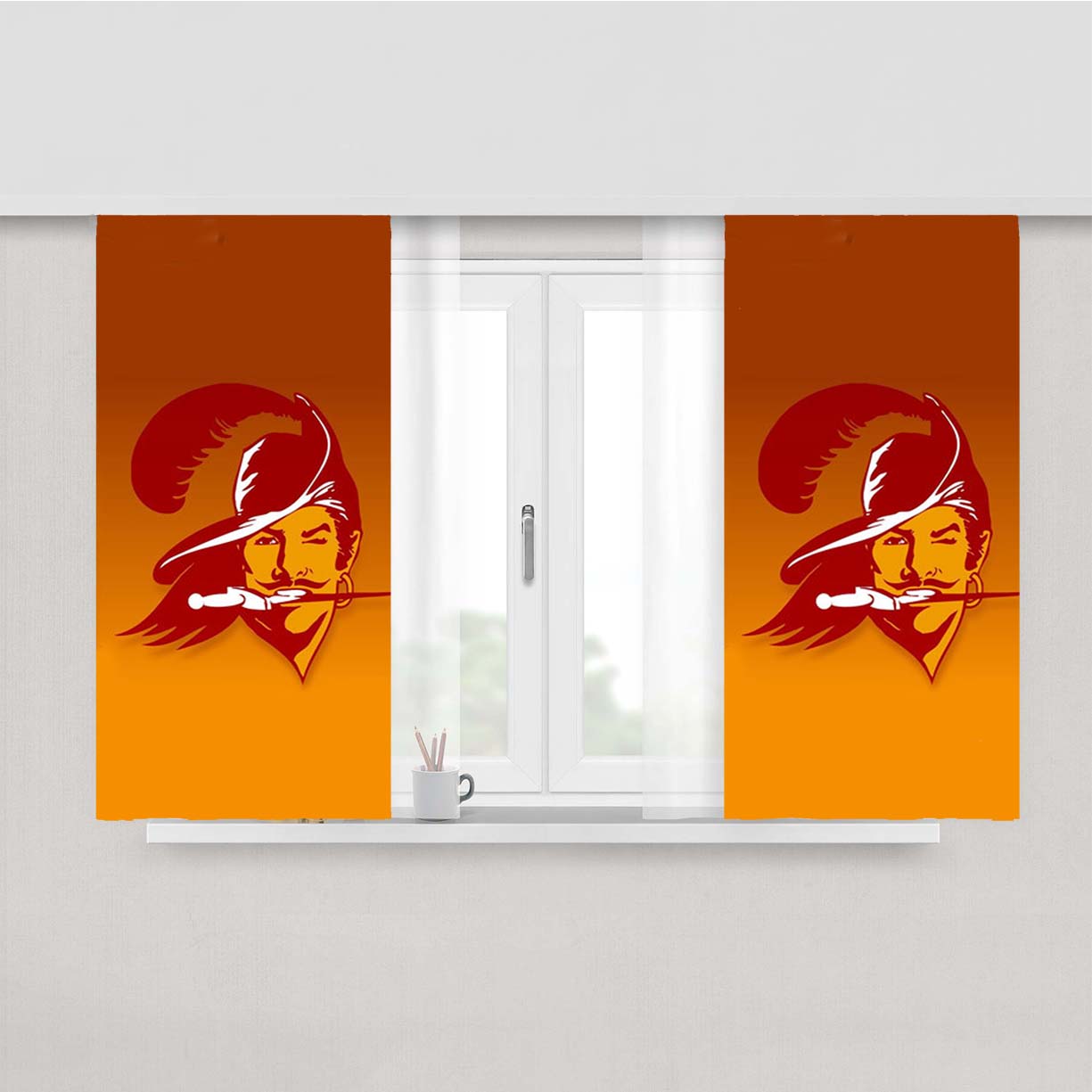Tampa Bay Buccaneers Logo Peach Skin Window Curtains