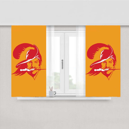 Tampa Bay Bucs Logo On Orange Peach Skin Window Curtains