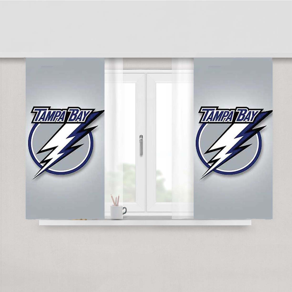 Tampa Bay Lightning Silver Radial Peach Skin Window Curtains