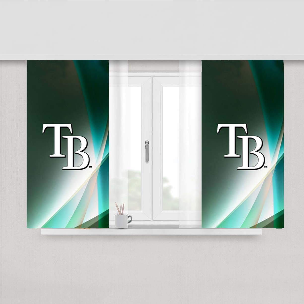 Tampa Bay Rays Green Peach Skin Window Curtains