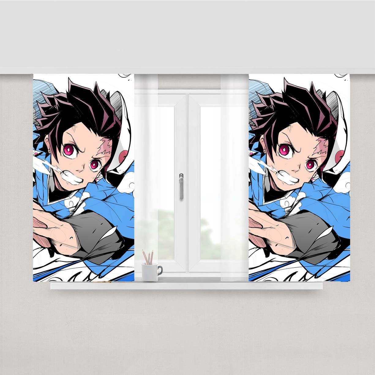 Tanjirou Kamado Breath Kimetsu No Yaiba Peach Skin Window Curtains