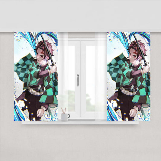 Tanjirou Kamado Kimetsu No Yaiba Peach Skin Window Curtains