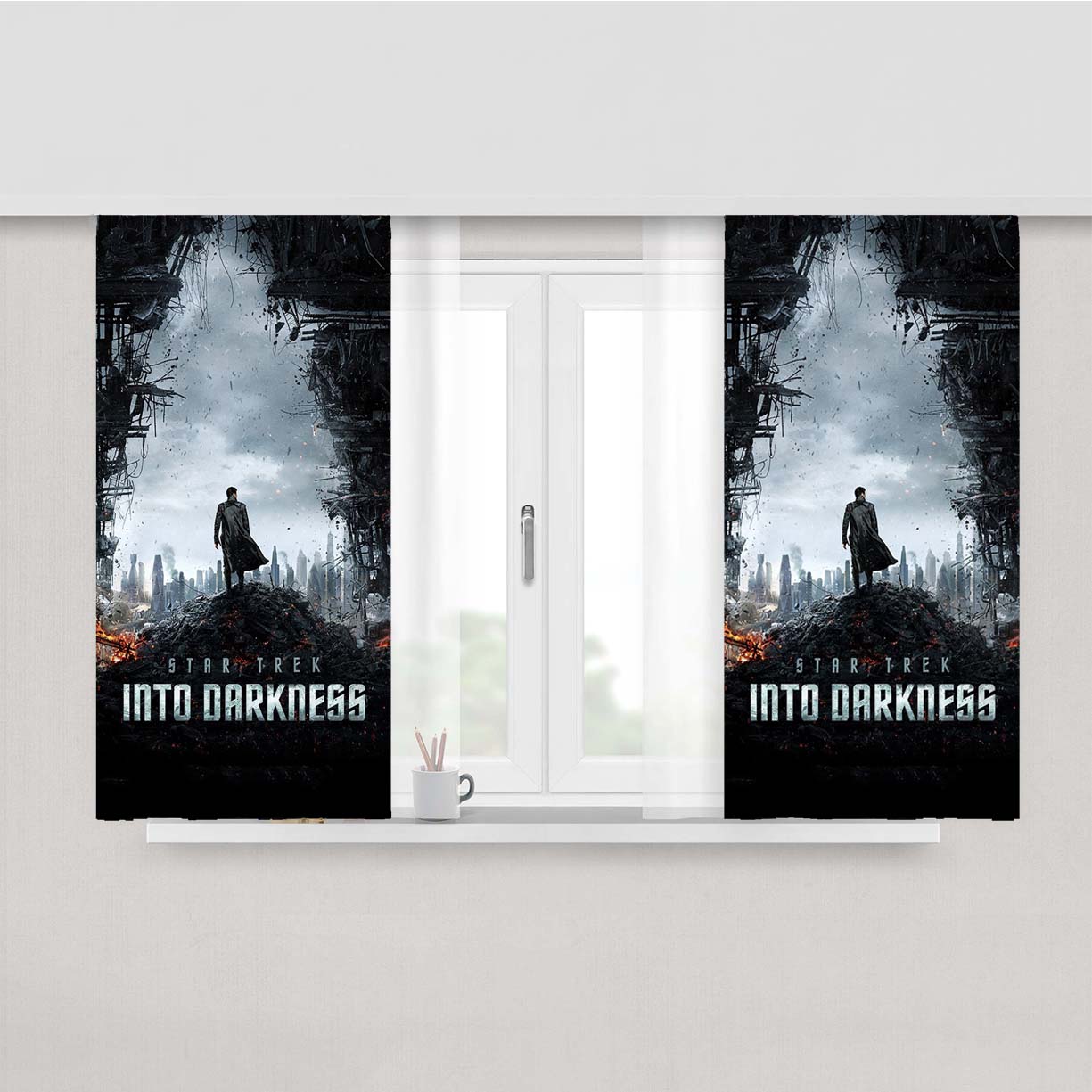 Tar Trek Into Darkness Poster Peach Skin Window Curtains